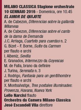 Programa El amor de Quijote — Orchestra da Camera Milano Classica