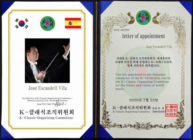 Nombramiento de José Escandell como director honorario del K-Classic Organizing Committee