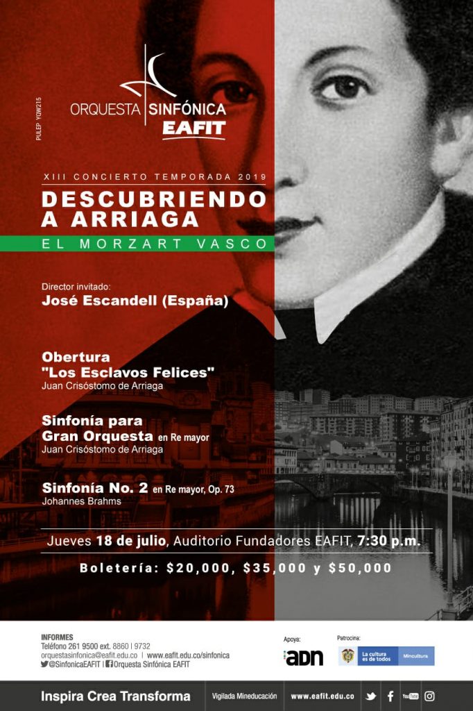 Cartel Descubriendo a Arriaga — Orquesta Sinfónica EAFIT